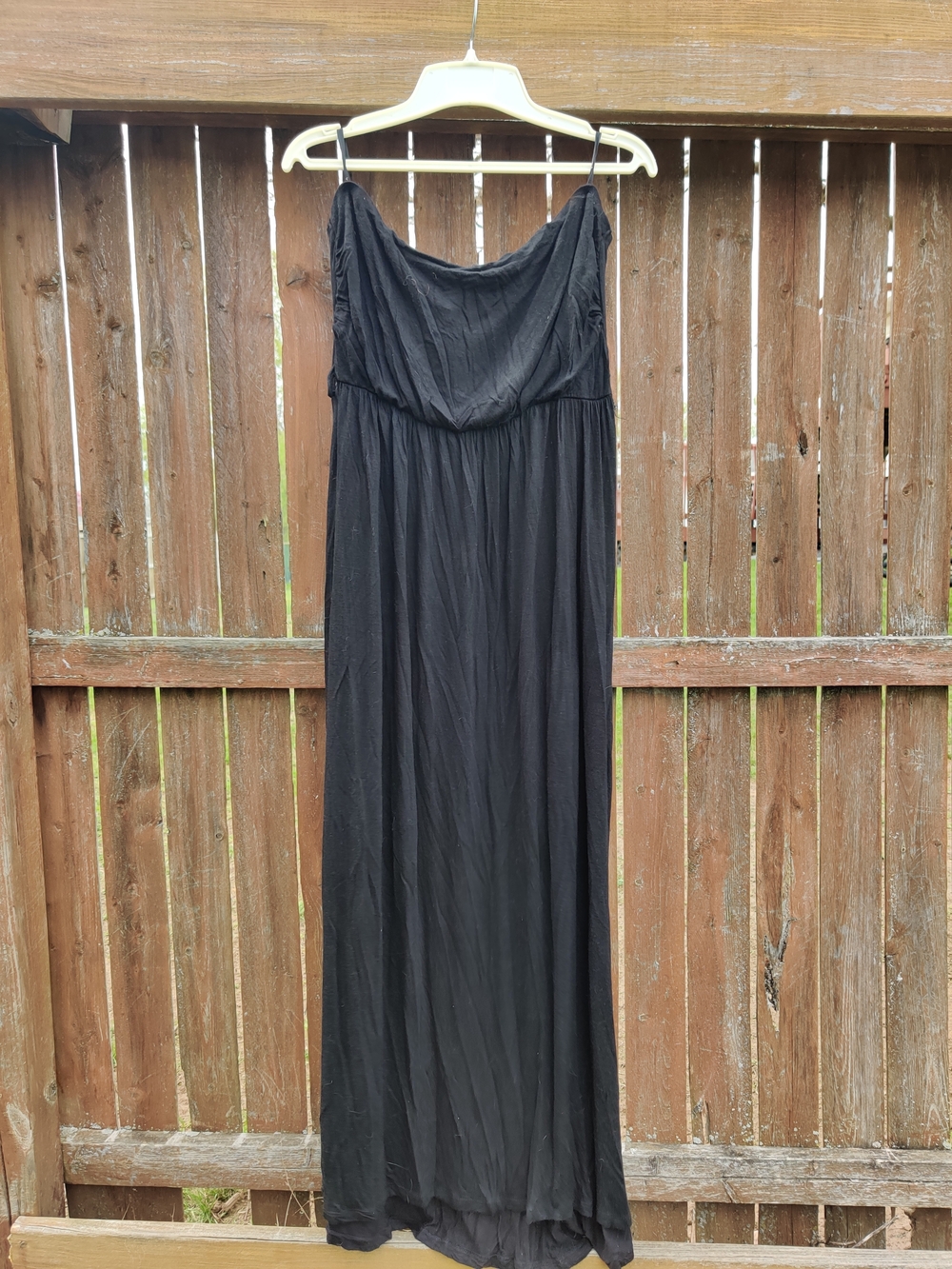 Black Women's Strapless Maxi Dress - Elegant Everyday Style